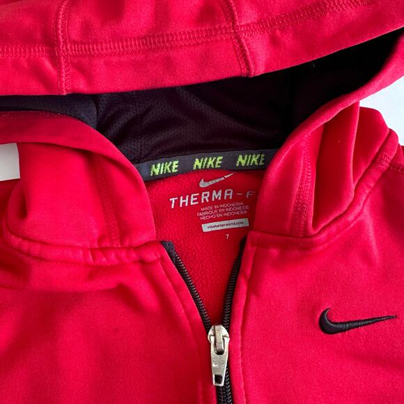 Nike Therma-FIT Full Zip Red Athletic Jacket - Size 7 - Picture 5 of 6